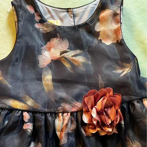 Laura Ashley gorgeous navy blue dress with flower blooms sz 6x. Exquisite!! - Picture 4 of 11